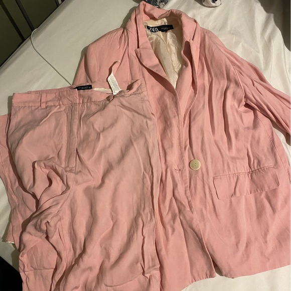 Zara Pink Double Breasted Blazer 2701/644 and Matching High Waist Pant 2702/644 - Picture 3 of 7